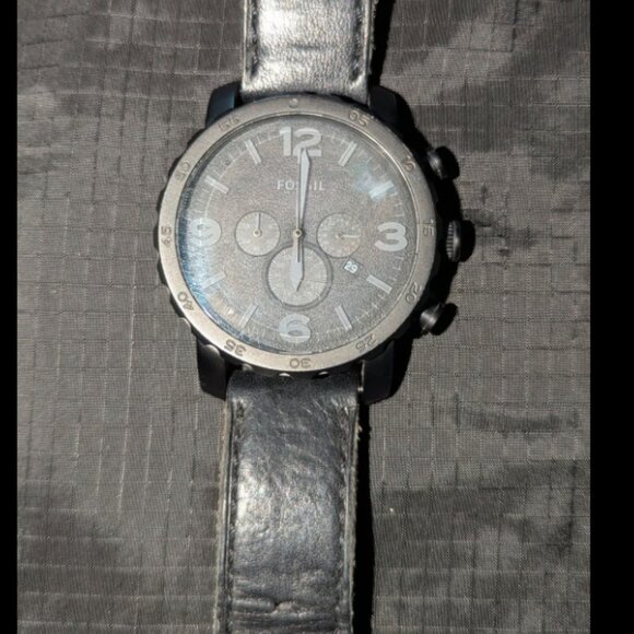 Fossil Nate Chronograph Black Leather Watch - JR1354 - Picture 4 of 5